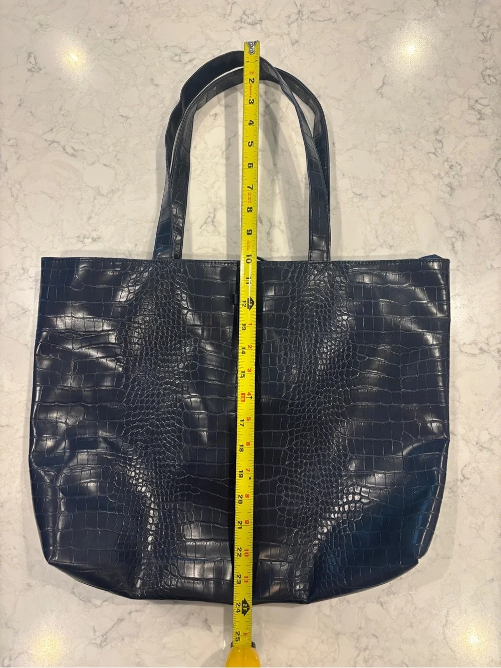 Saks Fifth Avenue Navy Croc-Embossed Faux Leather Tote Bag